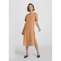 Vestido Básico Midi Com Fenda Lateral