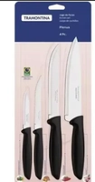 [+Por- R$ 21,04] Tramontina JOGO FACAS INOX 4PC PLENUS PRE, Preto