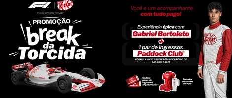 Promoção KitKat Break da Torcida – Ganhe uma experiência com Gabriel Bortoleto + ingressos Paddock Club F1 SP 2025!