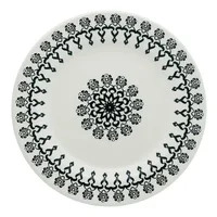 Conjunto De 6 Pratos Rasos Donna Folk 61431 24cm Off White E Preto Biona