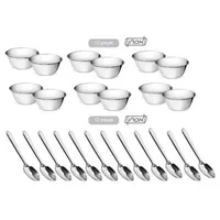 Kit Para Sobremesa 24 peças Basic Gourmet Mix, Feito em Aço Inox, Prateado - Marcamix - R$58