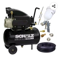 Compressor Ar 8,5Pés Pro 25L Schulz + Kit Pintura + 10M Mang