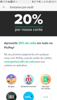 [Usuários selecionados] 20% de cashback limitado a 10 reais