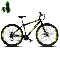 Bicicleta Aro 29 DROPP AÇO 21v Marchas com Freio a Disco Mecânico - Preto e Amarelo