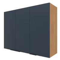 Armário Aéreo Bartira Cristal com 3 Portas, 3 Prateleiras e 120cm de largura - Lâmina Mel/Azul Royal