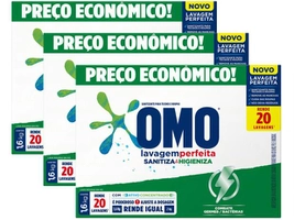 [App 6kg] Sabão em Pó Omo Lavagem Perfeita - Sanitiza e Higieniza Concentrado 1,6kg 3 Unidades| R$40