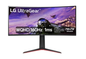 Monitor Gamer LG UltraGear Curvo 34” WQHD UltraWide 3440x1440 160Hz 1ms (MBR) HDR10 AMD FreeSync HDMI 34GP63A-B