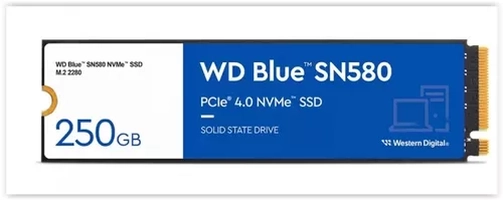 SSD WD Blue SA580, M.2 2280, NVMe, 250GB, Leitura 4000MBs e Gravação 2000MBs, WDS250G3B0E