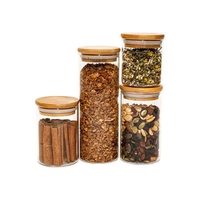 Potes De Vidro P/ Mantimentos C/ Tampa Bambu Oikos - 4 Peças