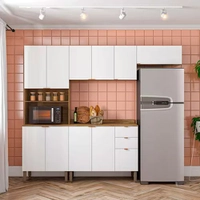 Cozinha Completa Bartira Joy com 11 Portas, 2 Gavetas, 5 Prateleiras e Nicho para Micro-ondas