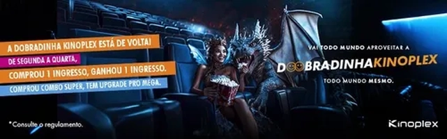 Promoção imperdível: compre 1 ingresso e leve 2 no Kinoplex! 