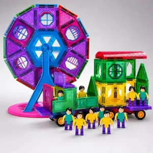 Blocos Magnéticos 120 Peças Trem Bonecos