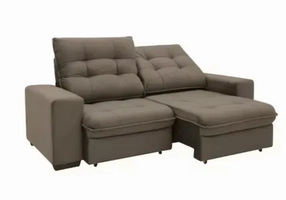 Sofá 3 Lugares Linoforte Benetton Retrátil e Reclinável, Revestido em Tecido Suede - 200cm de Largura - Castor