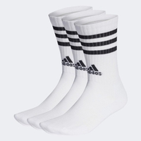 Kit Meia Adidas Cano Alto 3 Listras c/ 3 Pares - Branco+Preto