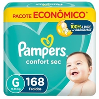 Fraldas Pampers Confort Sec G c/168 unidades