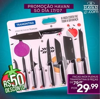 Jogo de facas inox Tramontina Plenus 9 peças | R$ 30