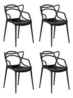Kit 4 Cadeiras De Jantar Allegra Master Empilhável Preto