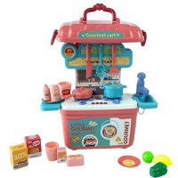 [Cliente Ouro] Kit Cozinha Completa Som de Verdade Realista Infantil Cor Rosa Castela