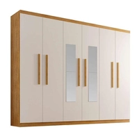 guarda-roupa solteiro com espelho malibu 6 pt 2 gv imbuia e off white - Marrom
