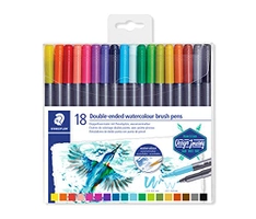 Caneta Aquarelável Ponta Dupla, Staedtler, Marsgraphic Duo, 18 Cores | R$55