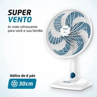 Ventilador De Mesa 30cm Super Vento Maxis Branco/Azul 50w V-30-MX-W
