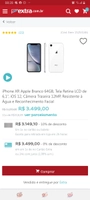 iPhone XR Apple Branco 64GB - R$3149