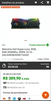 Memória Geil Super Luce RGB, 8 gb 3000mhz, DDR4, CL16