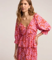 Blusa Viscose com Amarração e Manga Bufante