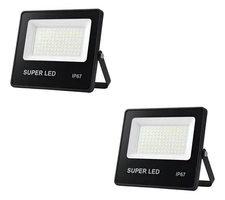 Kit 2 Refletor LED 300W Frio p/ Jardim e Garagem