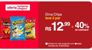 (APP/AME R$ 7,80) Salgadinhos Elma Chips 