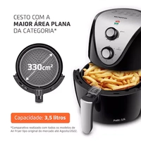 [1ªCompra R$206] Fritadeira Elétrica Sem Óleo Air Fryer Mondial AF-30 Family Inox IV 3,5l – Preta - 110V