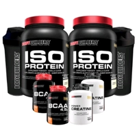 Kit 2x Suplemento de Proteína Isolada Iso Protein 900g + 2x BCAA 4.5 100g + 2x Creatina Pow2500