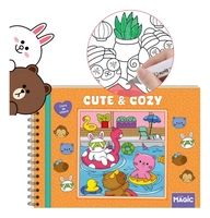 Livro De Colorir Comfy Cozy Infantil E Adulto Antiestresse Canetinha Ou Lápis 96 Páginas Papel De Alta Gramatura 180g Acetato Desenhos Variados