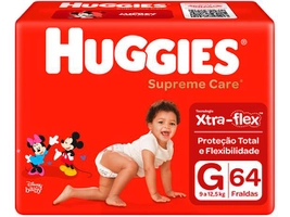 Fralda Huggies Supreme Care - Tam. G 9 a 12,5kg 64 Unidades R$70