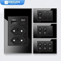 [Moedas] 8 Tomada de Parede 118mm com USB-C e Interruptor