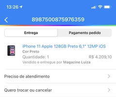 iPhone 11 Apple 128GB Preto 6,1” R$4209