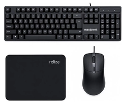 Kit Teclado Mouse Mousepad Básico Com Fio Usb Computador Pc