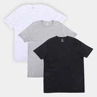 【Tam.: P M G GG 】 Kit 3 Camisetas Básicas Masculinas Branco e Preto