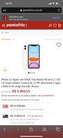 iPhone 11 Apple - 64GB | R$ 3.909