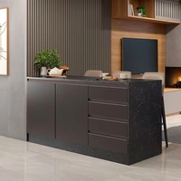 Bancada Bartira Gourmet com 2 Portas, 4 Gavetas e 1 Prateleira - 180,6cm de largura - Stone e Grafite