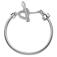 Pulseira Life Cupido Fecho T Coração e Flecha Prata