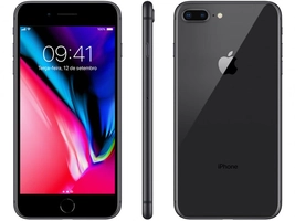 iPhone 8 Plus Apple 64GB Cinza Espacial 4G - Tela 5,5” Retina Câmera Dupla 12MP iOS 11 - R$2879
