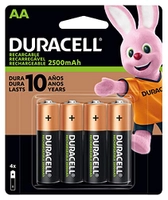 Pilha Recarregável AA Pequena DURACELL Com 4 Unidades