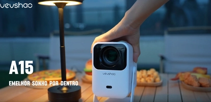 Projetor Portátil Vevshao A15 Android 13 com Wi-Fi Duplo e Auto Keystone