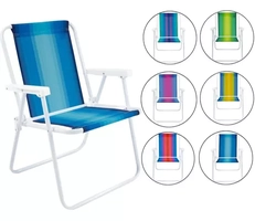 Cadeira De Praia Mor Aço Sortida Unitário Suporta Até 110 kg