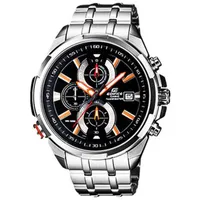 [Ricardo Eletro] Relógio Masculino Cronógrafo Edifice, Pulseira e Caixa de Aço Prateado,Mostrador c/ detalhes Laranja, luminação "NEON ILLUMINATOR" - EFR-536ZD-1A4VUDF