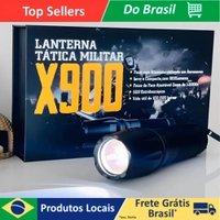 Lanterna Tática X900 Recarregável com Zoom e Alcance Longo