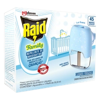 Kit Aparelho + Repelente Elétrico Líquido 45 Noites Raid Family 32,9ml