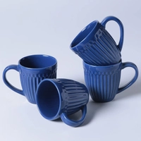 [PRIME] Conjunto com 4 Canecas em Cerâmica Feldspática Roma Azul Navy 343 ml Porto Brasil