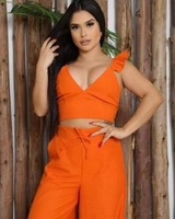 Conjunto Feminino Tamanho Único na cor laranja